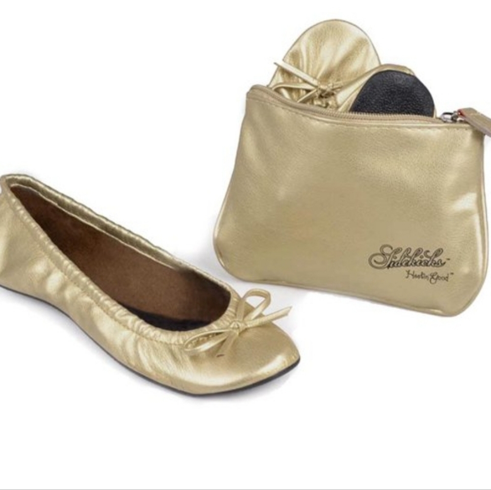Sidekicks Heelin' Good Metallic gold with a bow NEW Small - 5 -6.5 prom wedding